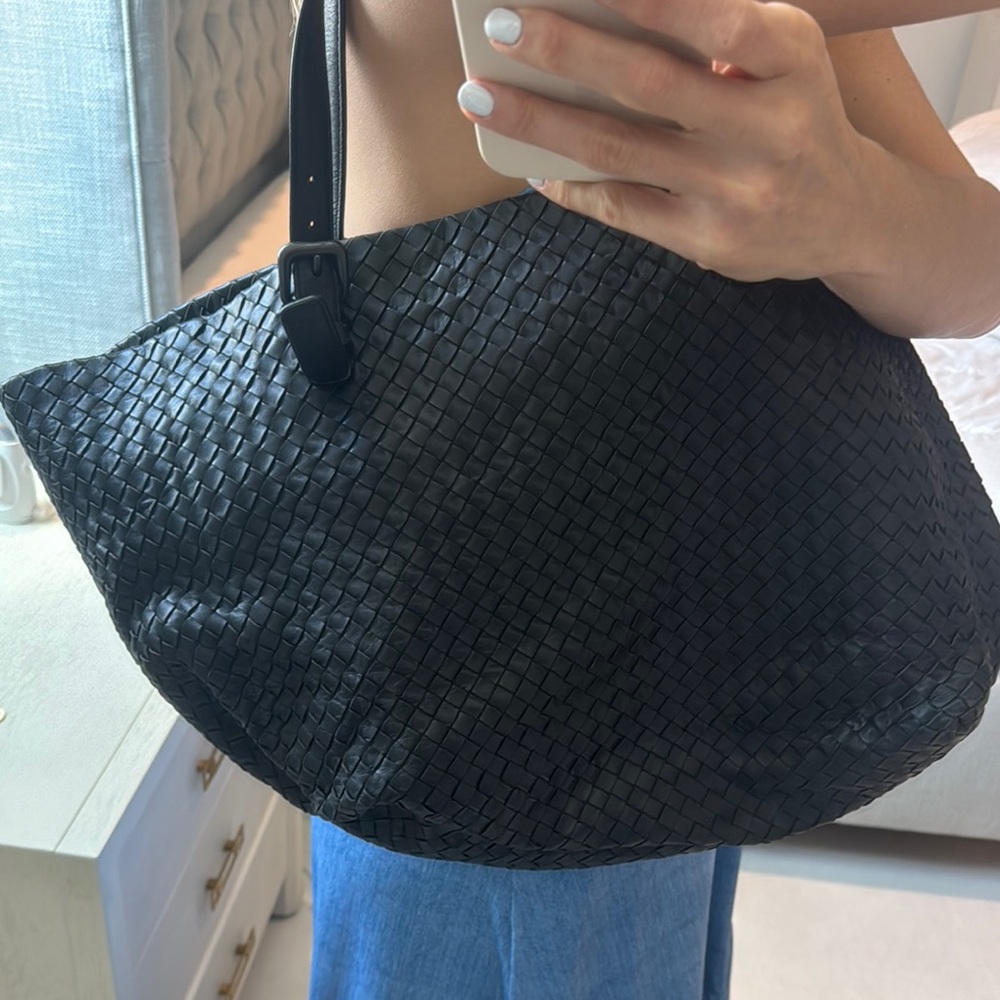 Elegant Black Woven Tote Bag